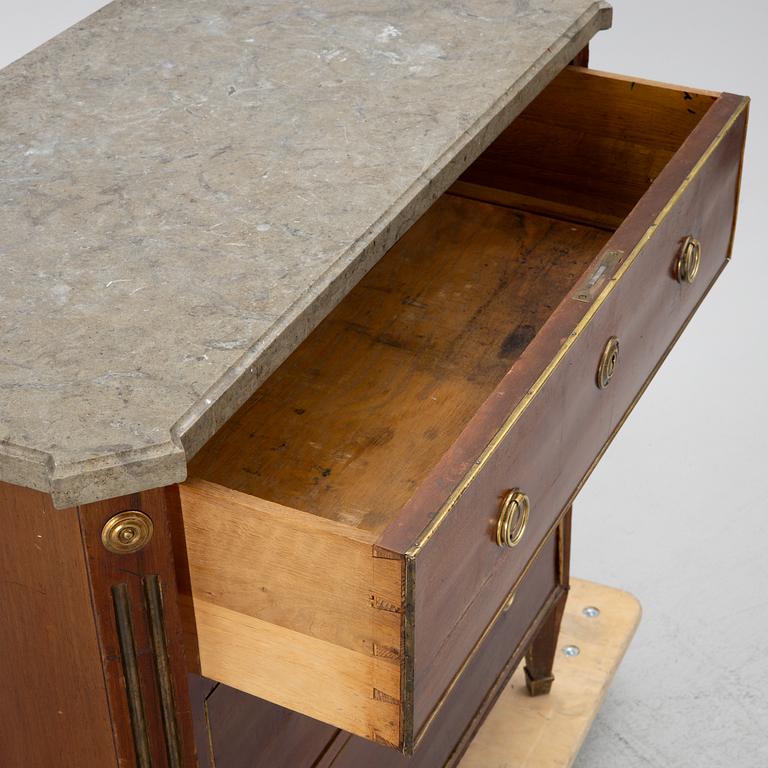 A chest of drawers, Gustavian style, first half of the 20th century with an older top.
