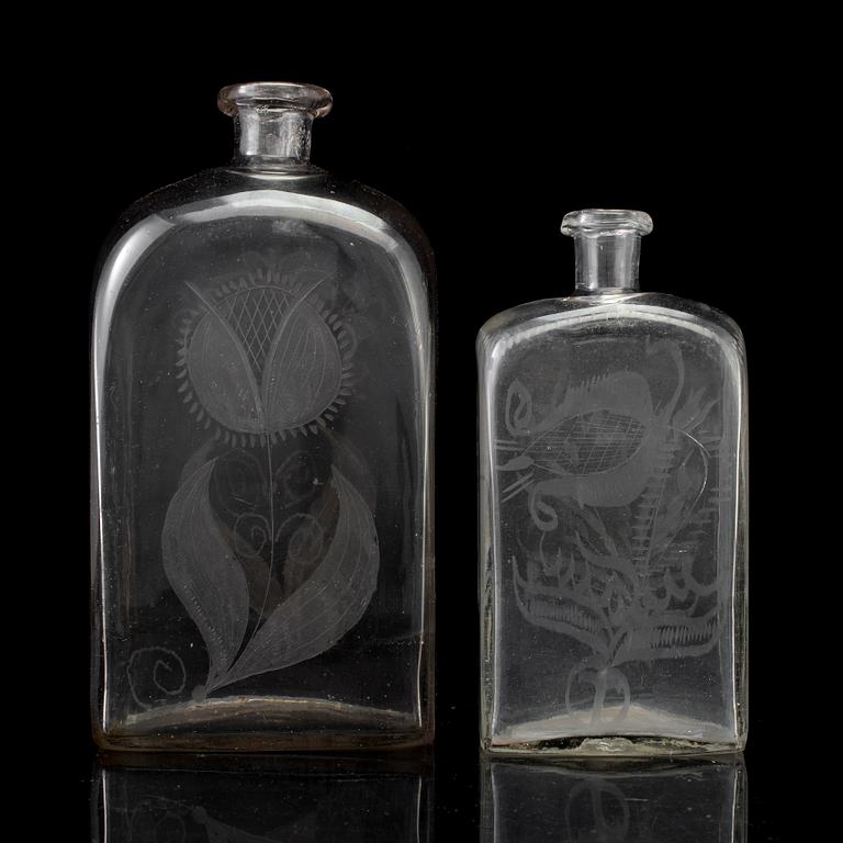 Two 19th century glass bottles.