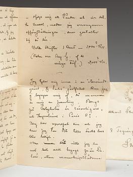 August Strindberg, letter, written by hand and signed at Djursholm September 9 1891.