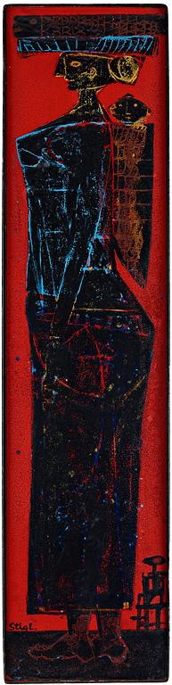 Stig Lindberg, an enamel panel for Gustavsberg, Sweden 1950's.