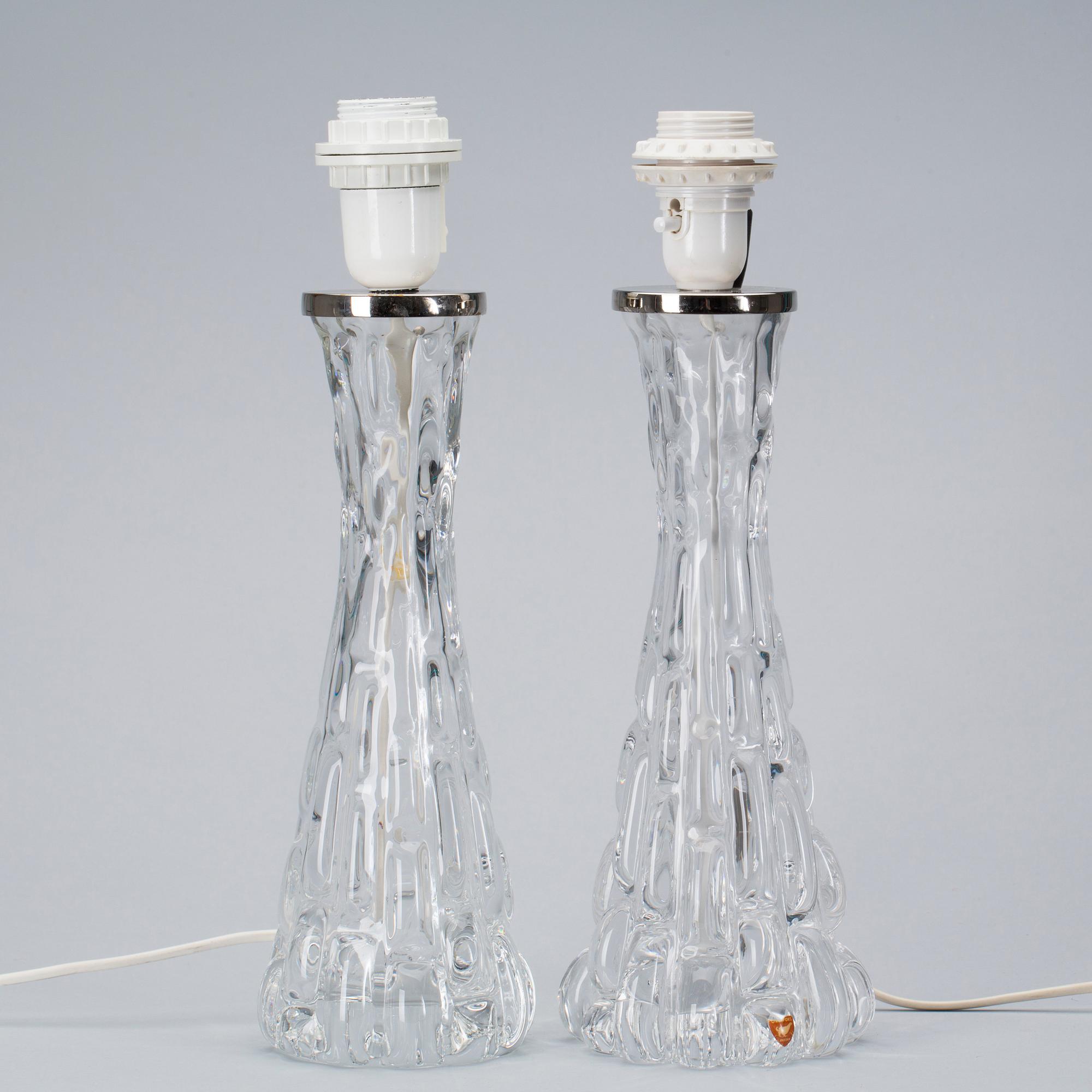 BORDSLAMPOR, ett par, Carl Fagerlund, Orrefors.