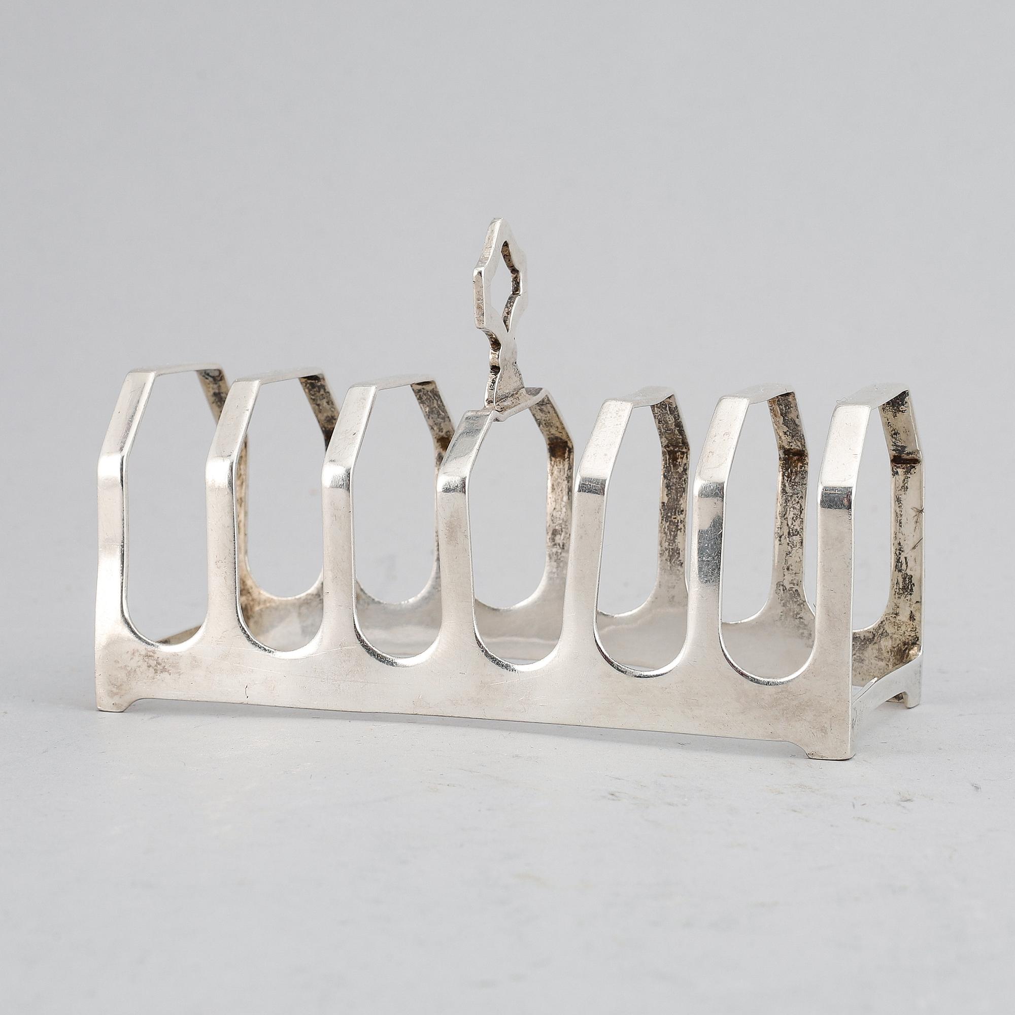 Emile Viner, toastrack, silver, Sheffield 1934.