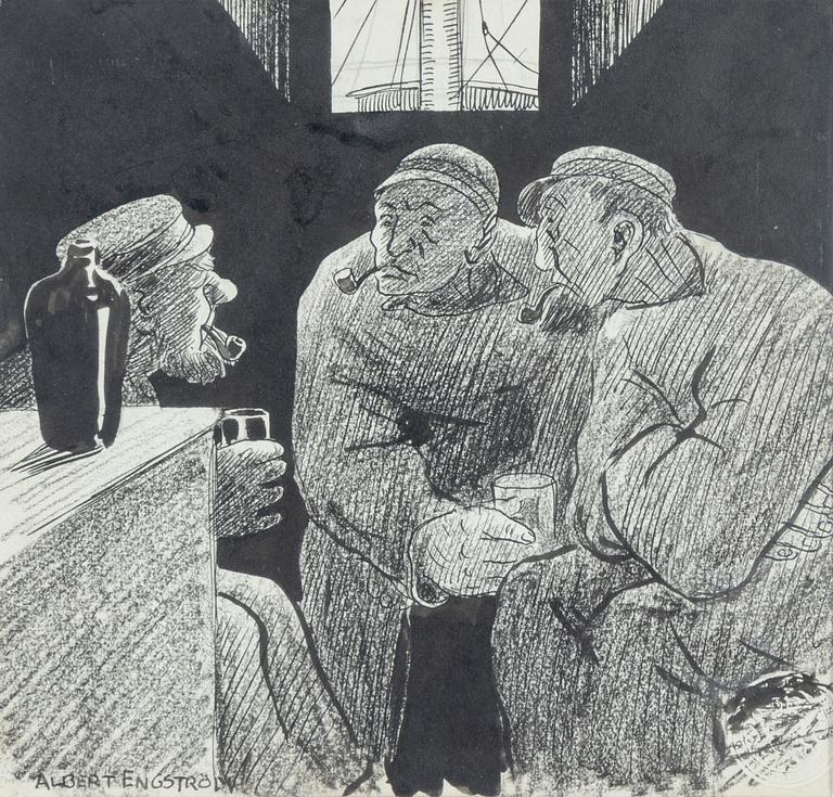 Albert Engström, tuschteckning, signerad.