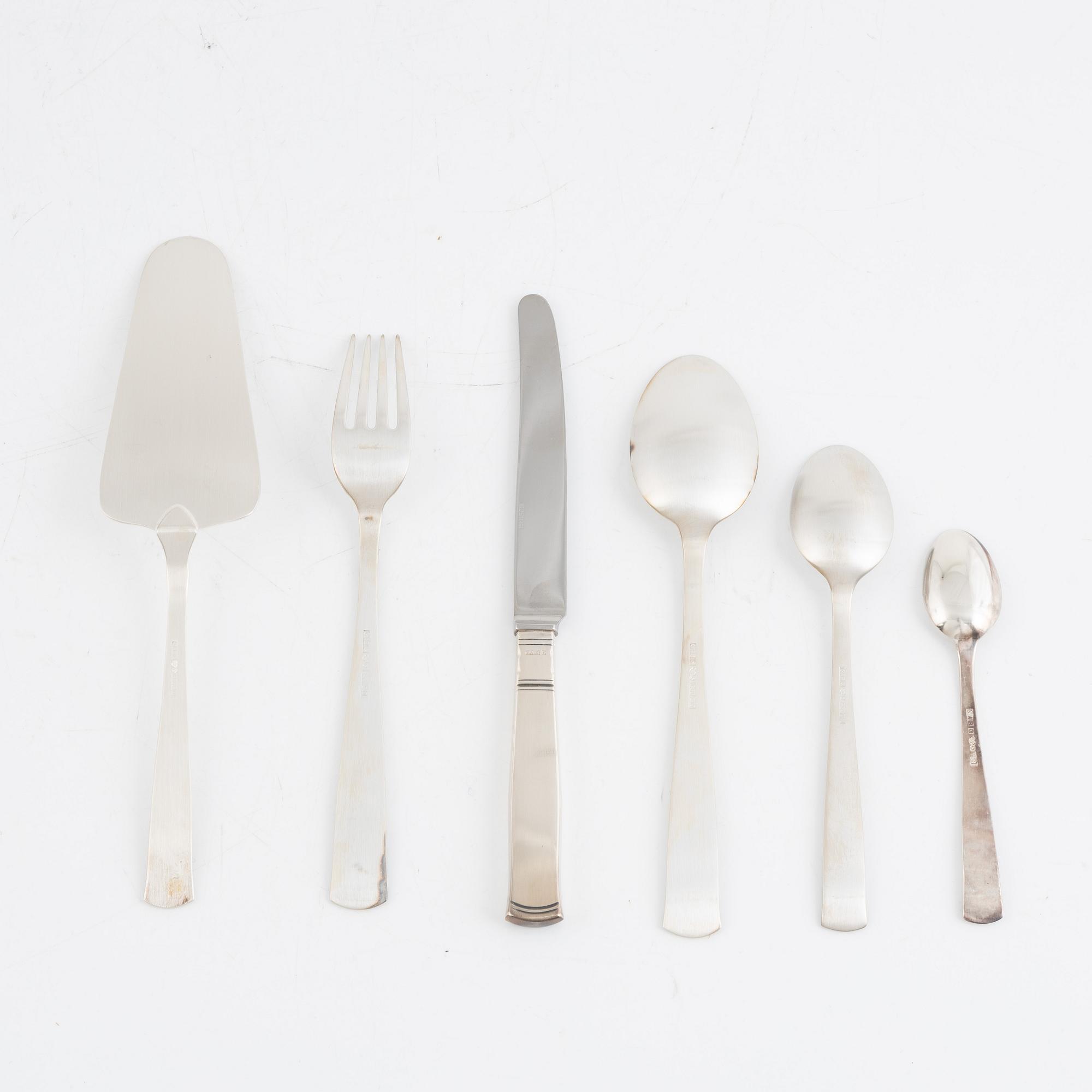 Jacob Ängman, bestickuppsättning, 46 delar, silver, "Rosenholm", GAB, Eskilstuna, bl.a. 2002.