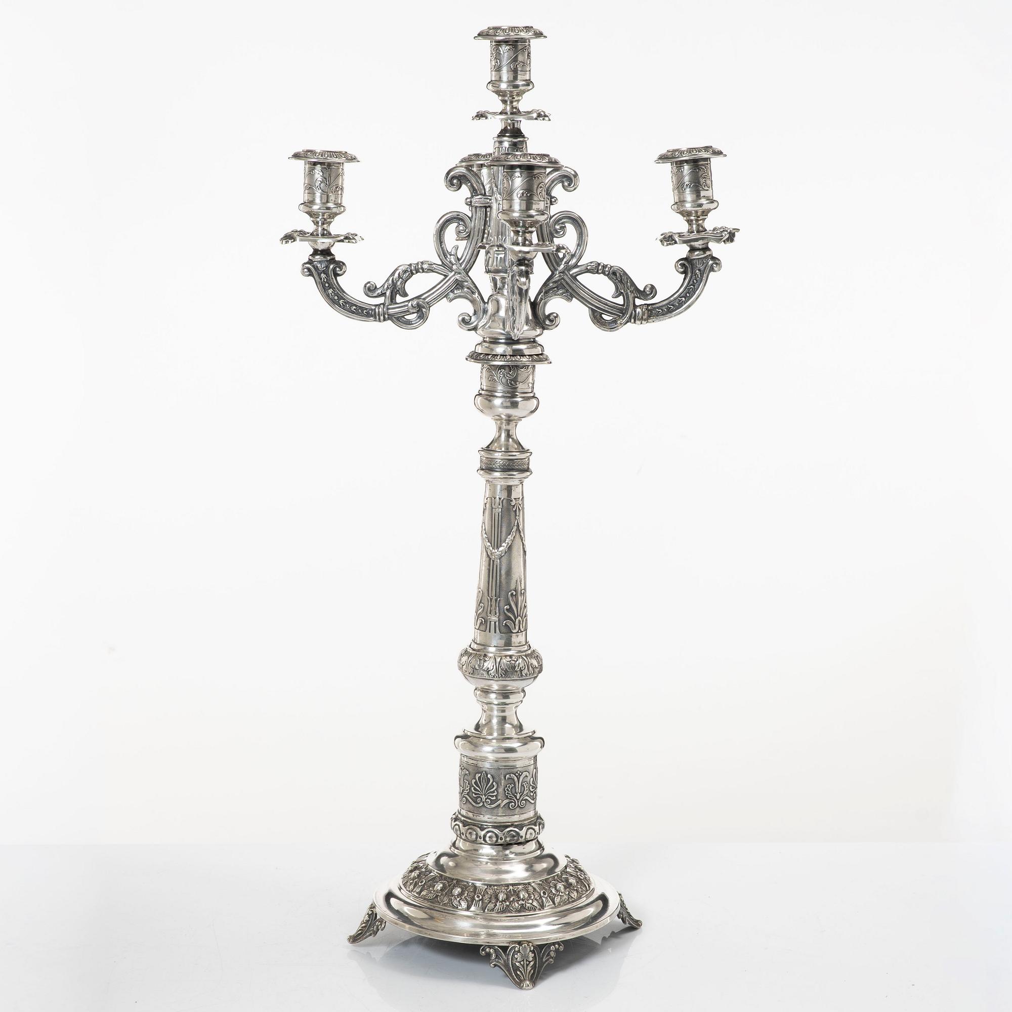 Candelabrum, silver, Isaac (Icek) Ehrlich, Warsaw, circa 1900.