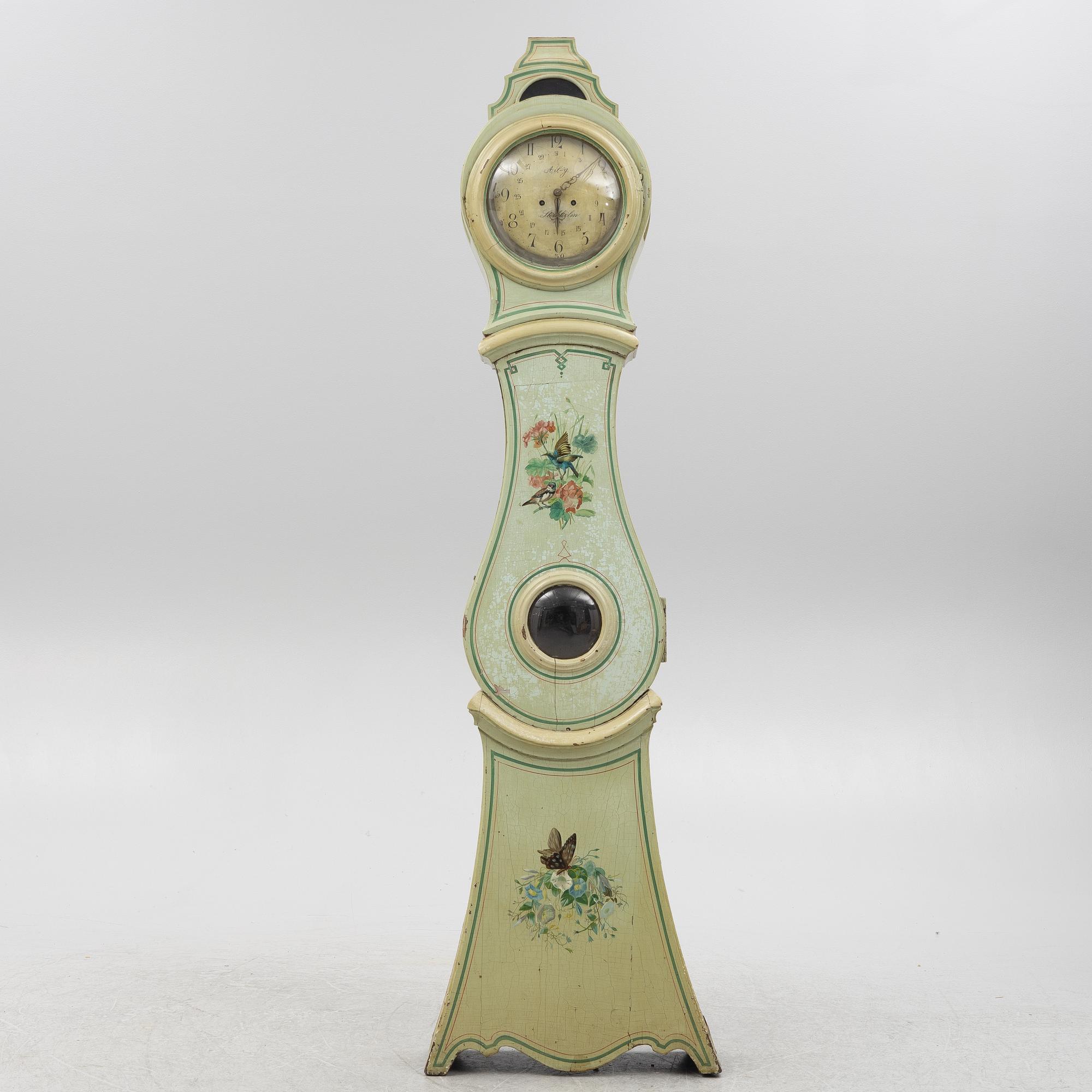 A long-case clock, 19th Century. Stamped with Prince Eugen's emblem.