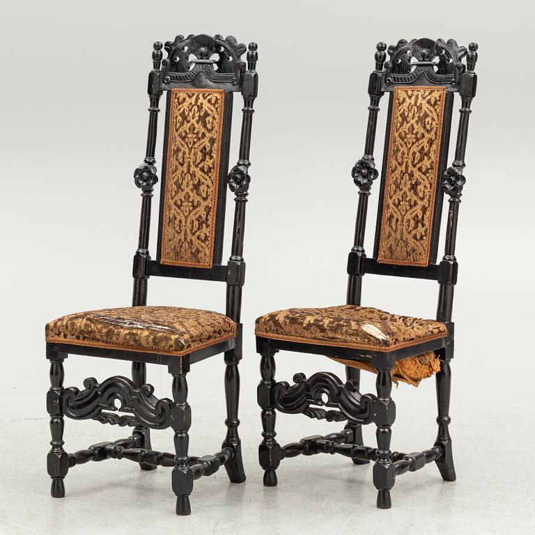 A pair of Baroque chairs, 18th century.