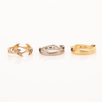 Georg Jensen, ring, 3 delar, "fusion", 18k guld med briljanter, Danmark.
