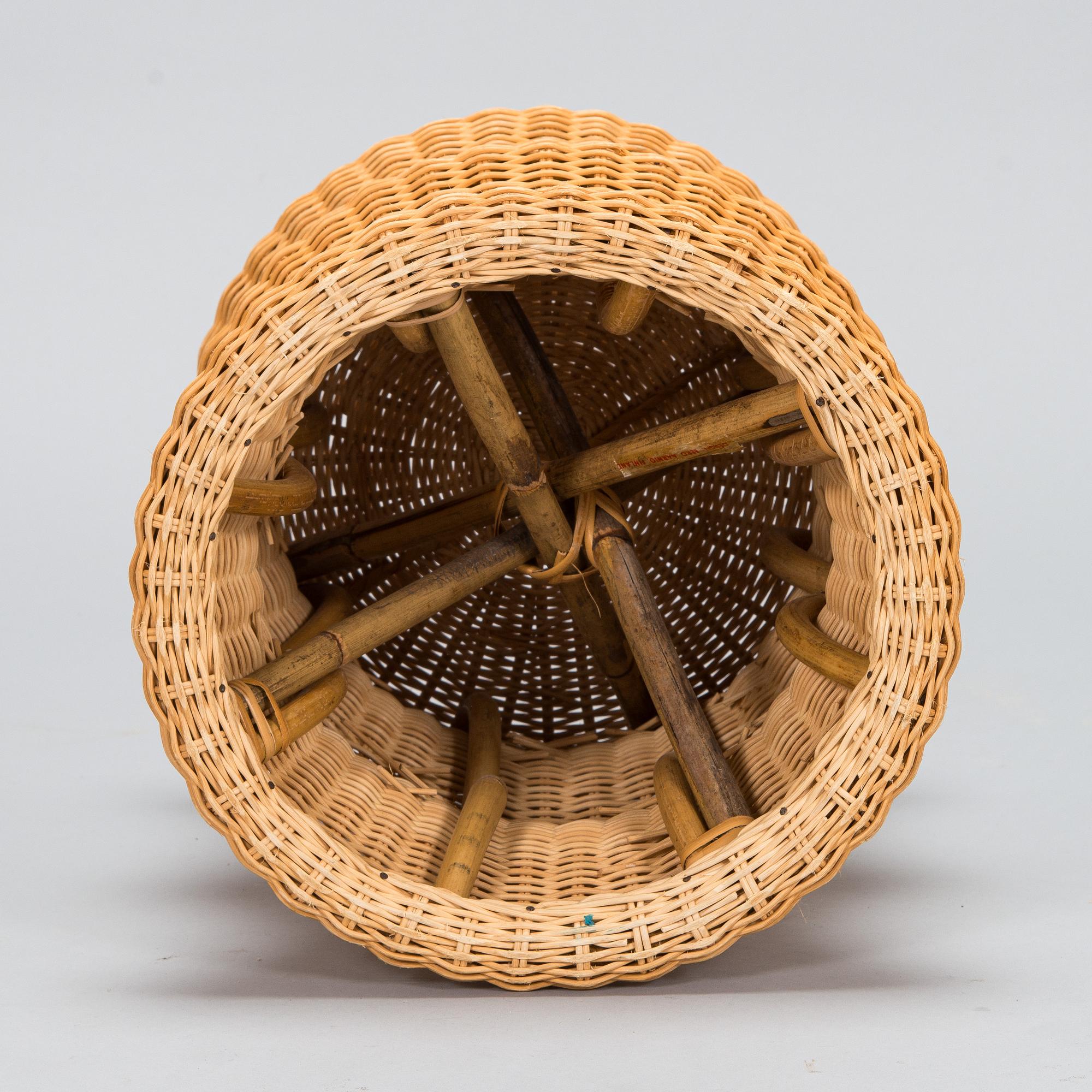 Eero Aarnio, a "Story Stool" rattan stool made by Sokeva.