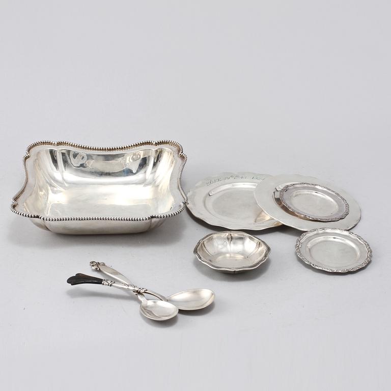 PARTI SILVER, 8 delar, bl a GAB, Stockholm, 1943, total vikt  ca 450 g.