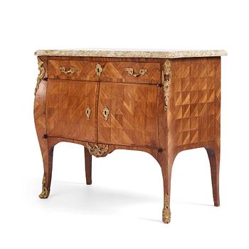 6. A Swedish rococo parquetry and ormolu-mounted commode, later part of the 18th century.