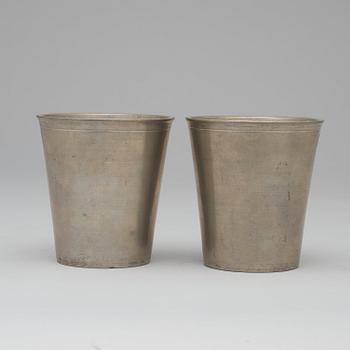 A pair of pewter cups by M Rundquist 1826.