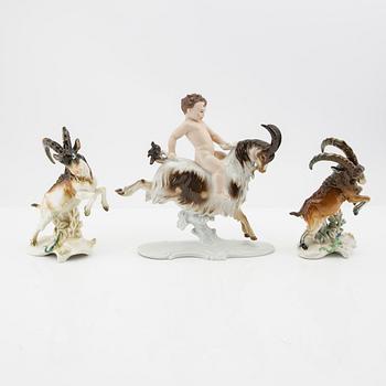 Figurines 3 pcs Germany mid-20th century porcelain.