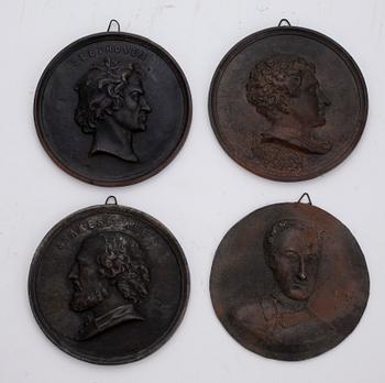 VÄGGRELIEFER, 14 st, gjutjärn, Brevens bruk, 1800-/1900-tal.