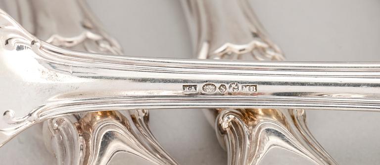 BESTICKSUPPSÄTTNING, 114 delar, silver, K. Andersson, 1938. Vikt. 3365 g, exkl. knivar.