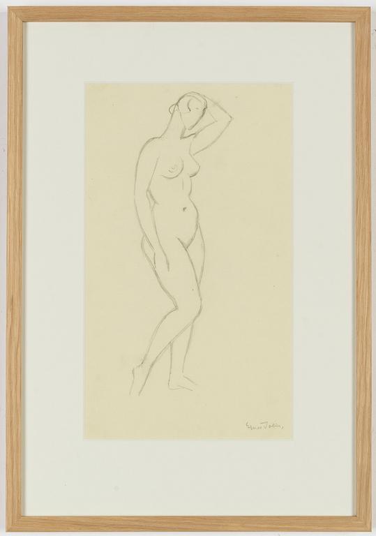 Einar Jolin, pencil drawing, signed Einar Jolin.