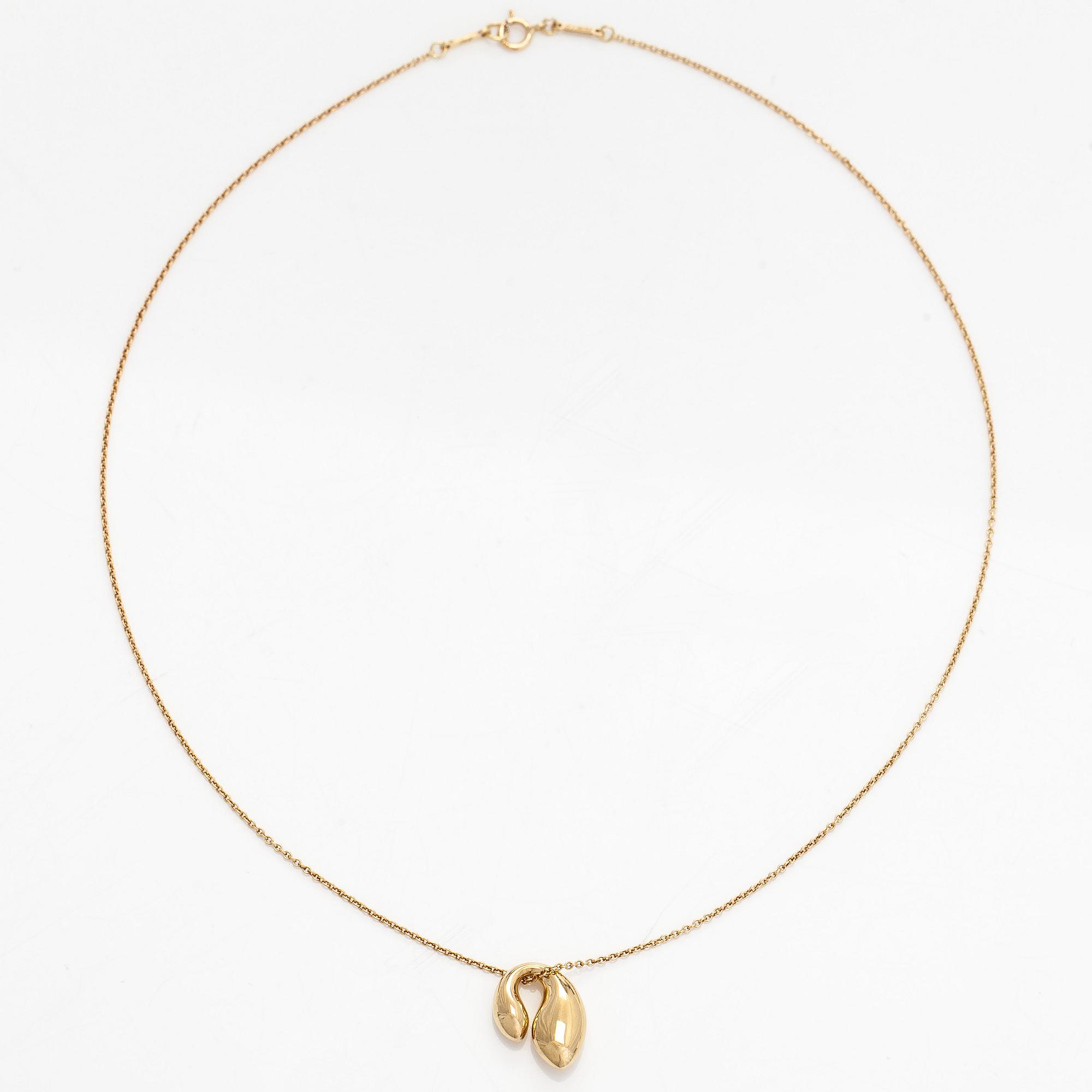 Tiffany & Co, Elsa Peretti, an 18K gold 'Double Teardrop' necklace.