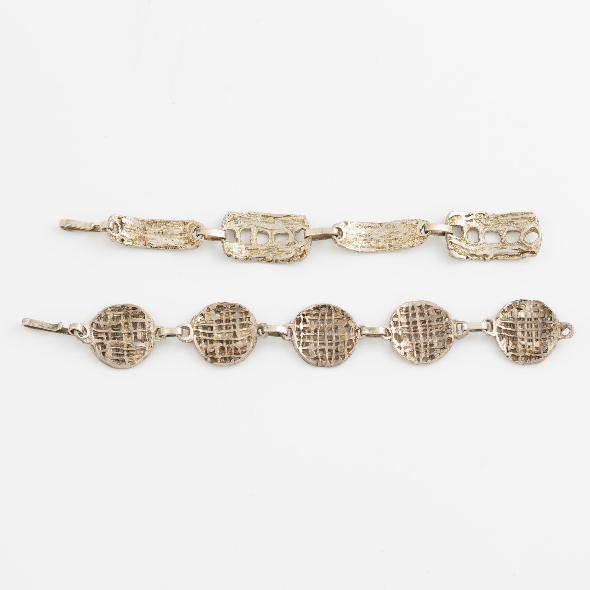 Lars Arby, two bracelets, sterling silver, Gothenburg 1982.
