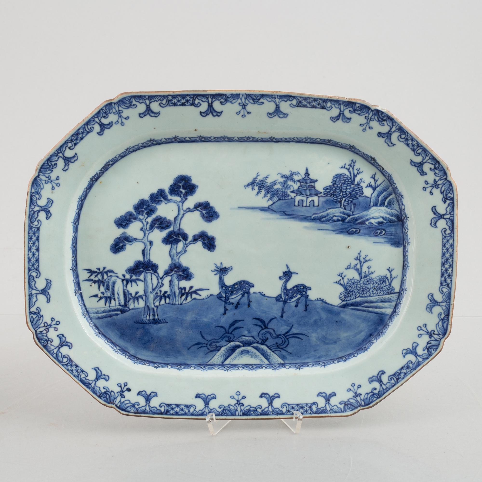 A set of two blue and white dishes, Qing dynasty, Qianlong (1736-95).
