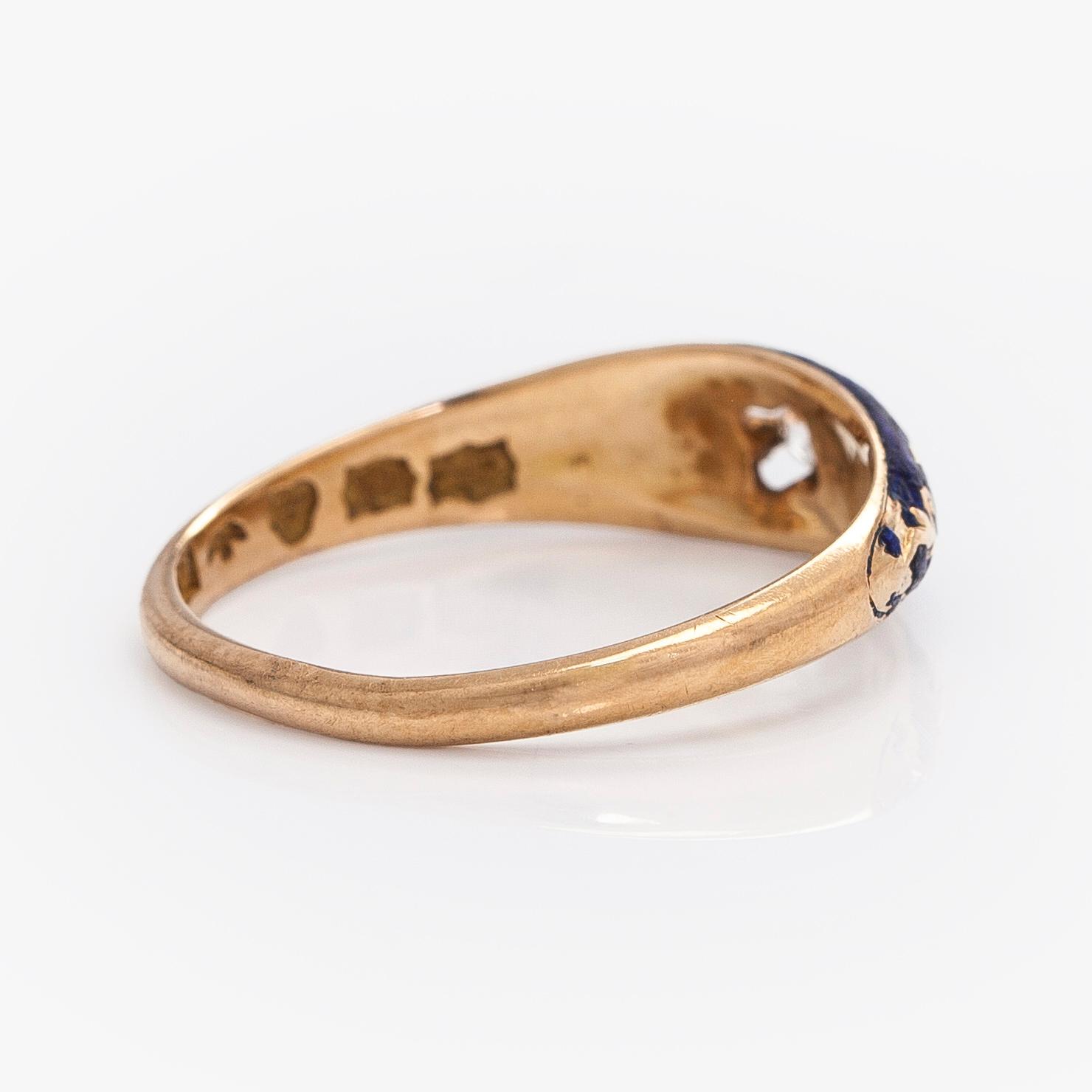 Ring, old cut diamond, enamel, 18K gold, Carl Fridolf Ekholm, Helsinki 1866.