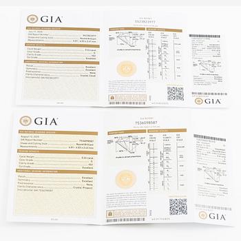 Earrings 18K white gold set with brilliant-cut diamonds, accompanied by GIA dossier.