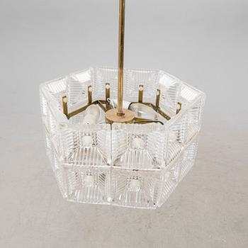 Carl Fagerlund, a glass and brass ceiling pendant Orrefros later part of the 20th century.
