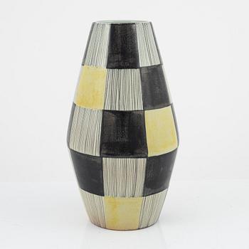 Carl-Harry Stålhane,  vase, "Torro faience", decor by Aune Laukkanen, Rörstrand, Sweden ca 1952.