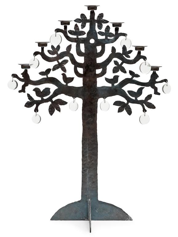 A Bertil Vallien iron work candelabrum, Boda Smide, Sweden.