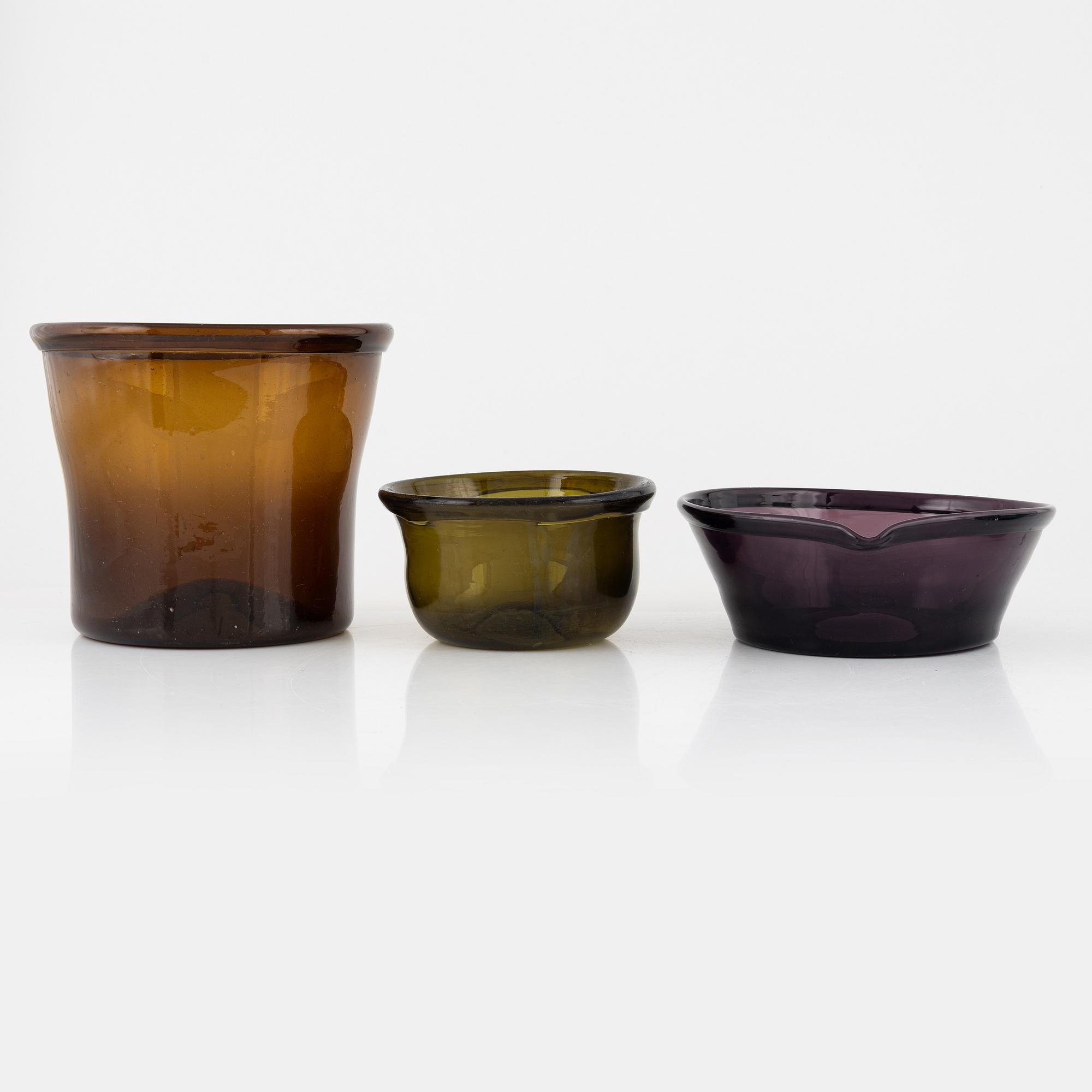 Six glass container, Sweden, 19th/20th century.
