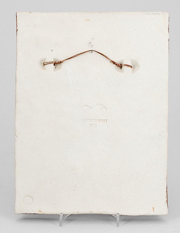 VÄGGPLAKETT, stengods, Stig Lindberg, Gustavsberg. Sign.