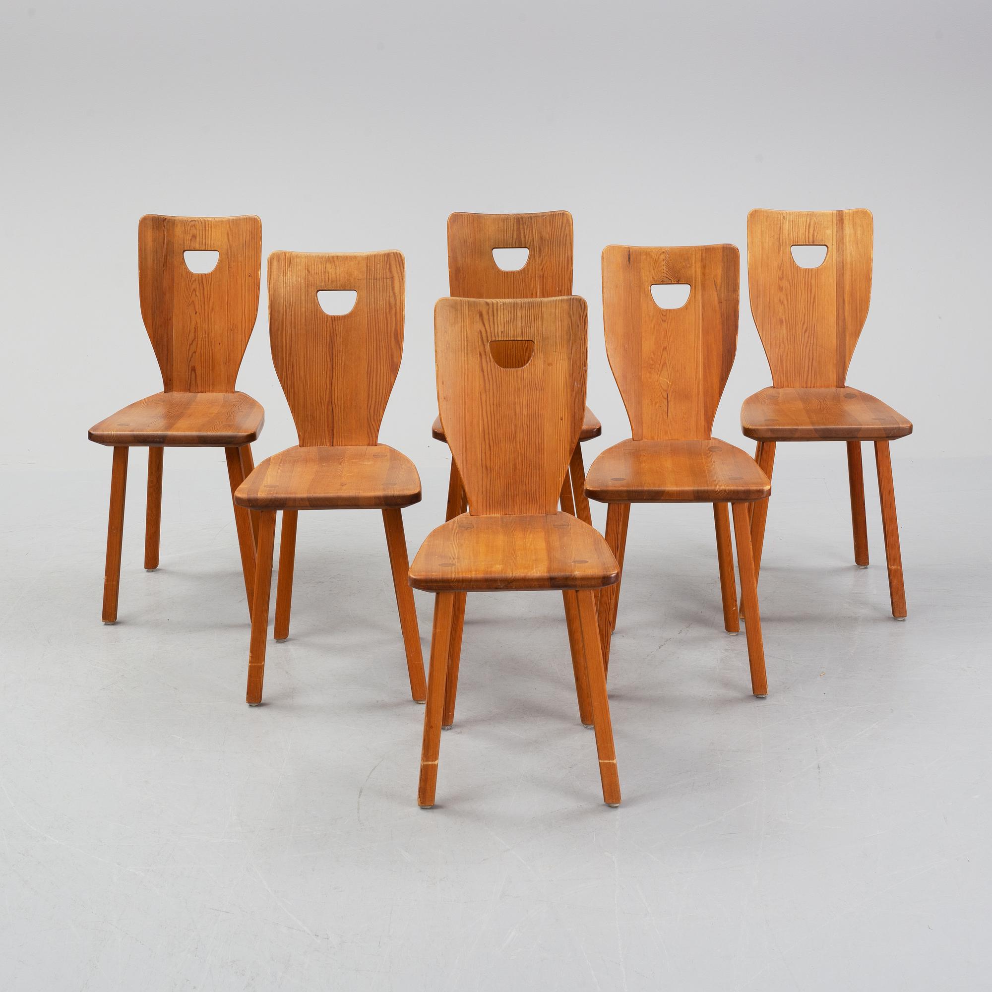 Carl Malmsten, a pine dining table and 6 chairs.