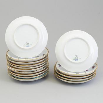 15 small porcelain plates from Royal Copenhagen, Denmark.