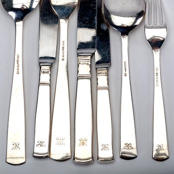 A Swedish 20th century set of 86 silver cutlery mark of Jacob Ängman GAB Stockholm 1950/60s total weight 3040 grams.