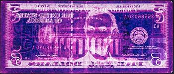 186. David LaChapelle, "Negative Currency: Five Dollar Bill Used As Negative", New York 1990-2008.