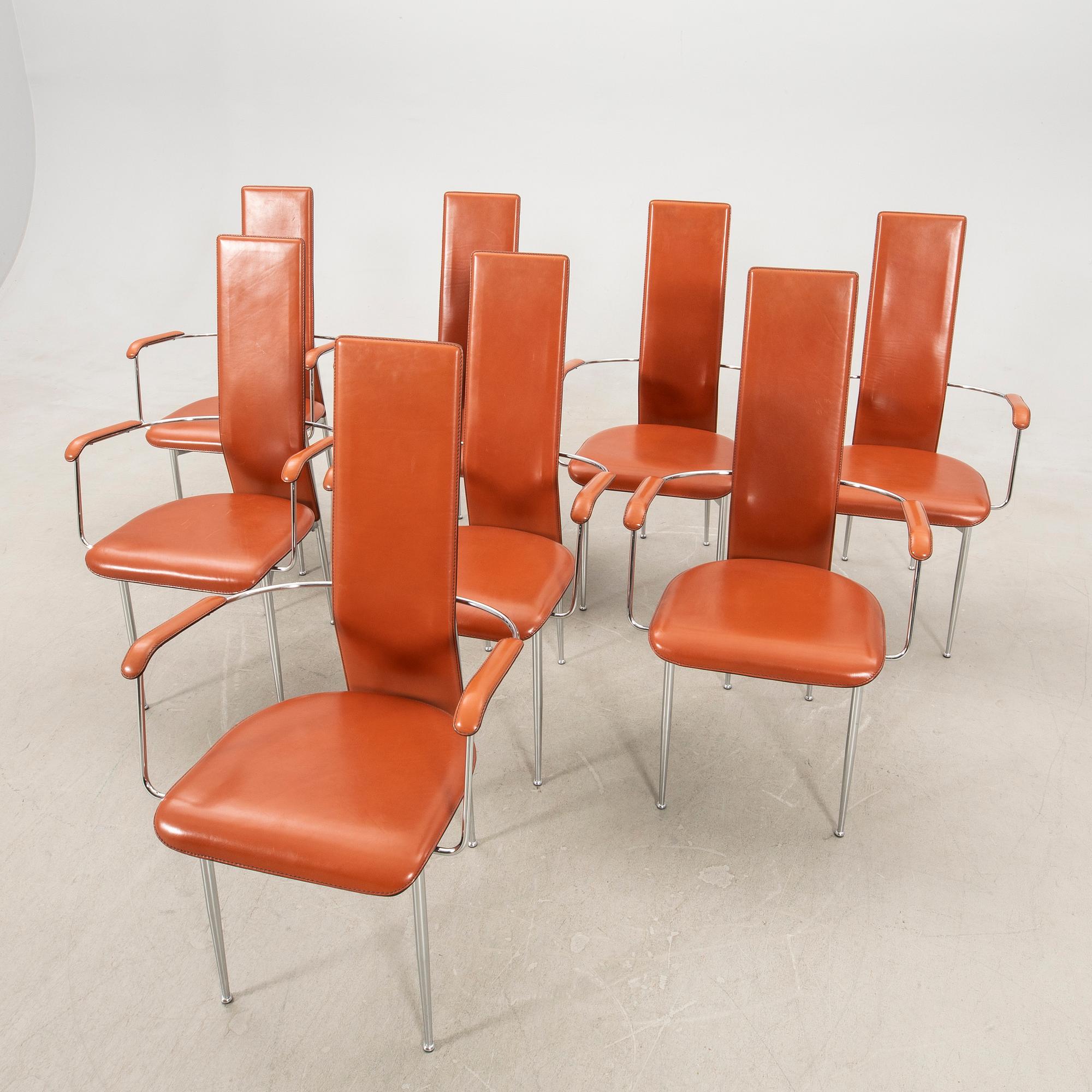 Giancarlo Vegni & Gianfranco Gualtierotti armchairs 8 pcs for Fasem Italy late 20th century/early 21st century.