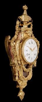 A Louis XVI late 18th century gilt bronze wall-clock signed "Paté A PARIS".