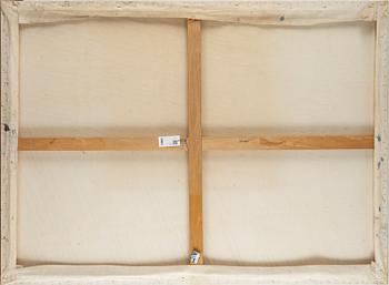 Lenore Malen, acrylic and crayon on canvas, vague signature on the back.