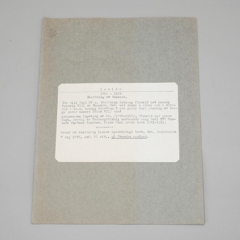 KUNGLIGA BREV, 6 st, Drottning Louise av Danmark, Drottning Maud av Norge, Prinsessan Eugenie av Sverige och Norge.