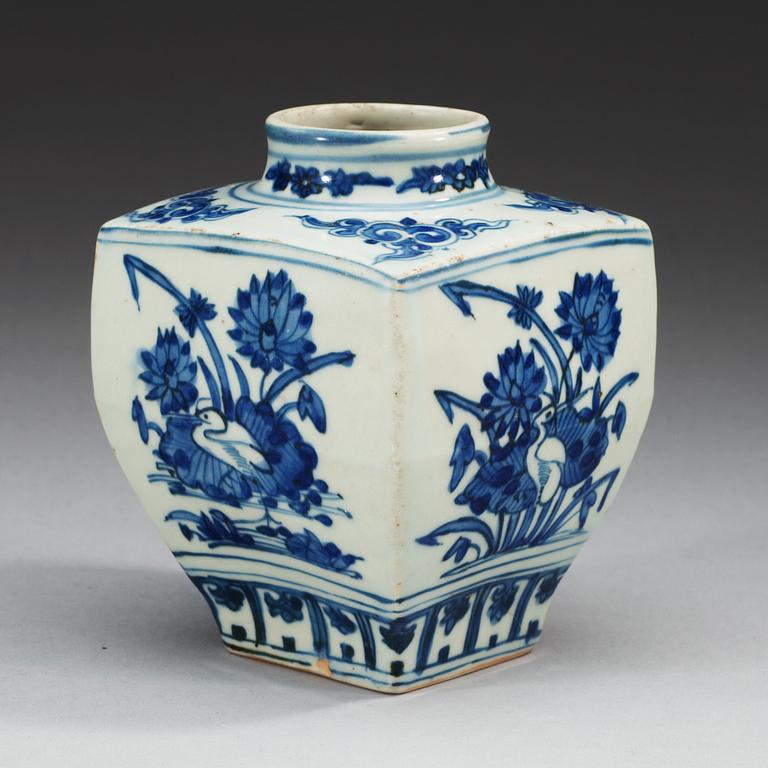 A blue and white jar, Ming dynasty with hall mark.