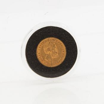 Gold coin Sweden, Oscar II 10 kr, 1877.