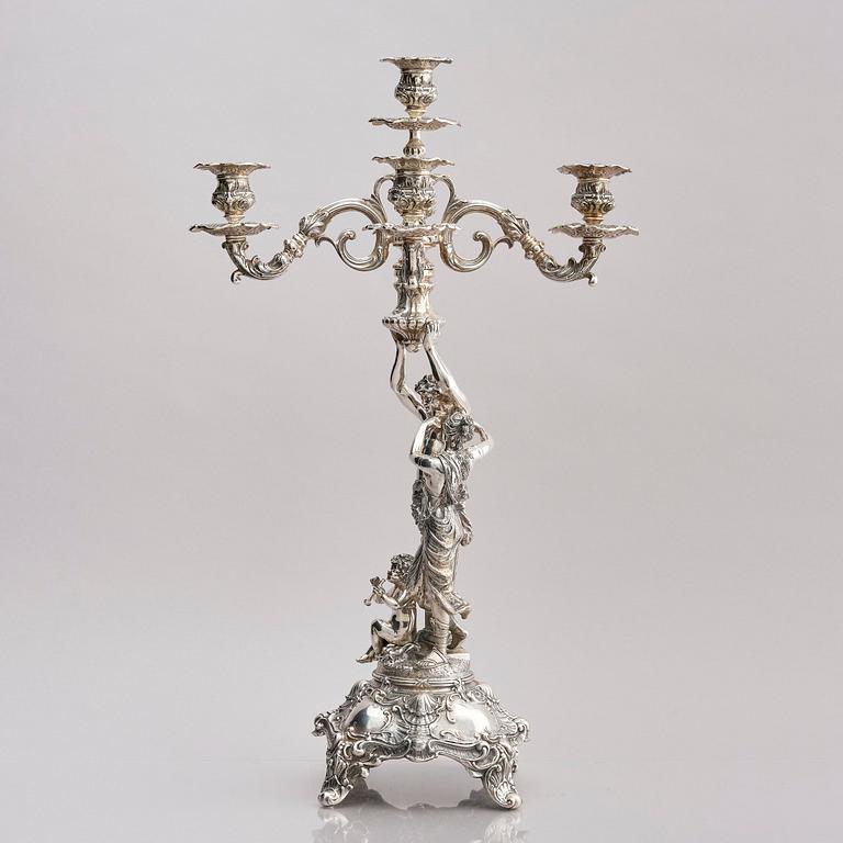 Lale Silverware & Co Ltd, femarmade kandelabrar, tre stycken, sterling silver, Istanbul, Turkiet 1900-tal.