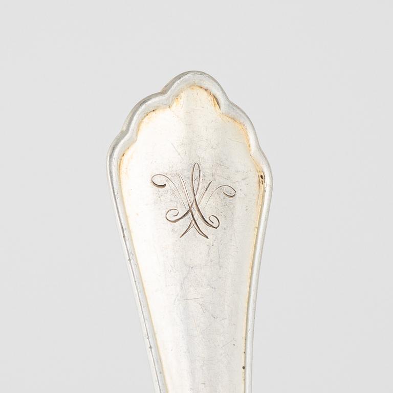 A silver flatwear set, 65 + 19 pieces, two similar models, including Garmany and Swedish import marks.