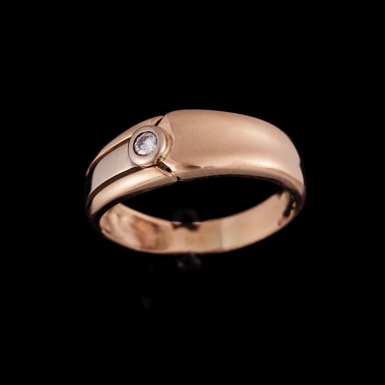 RING, guld 14K, diamant, c. 0,08 ct. Vikt 3,7 g.