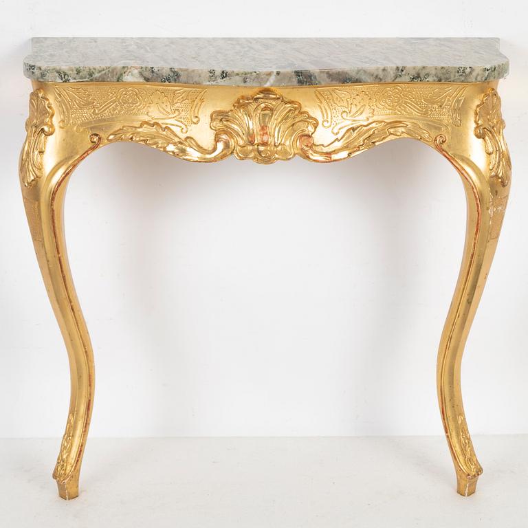 Spegel med konsolbord, rokokostil, 1900-talets mitt.