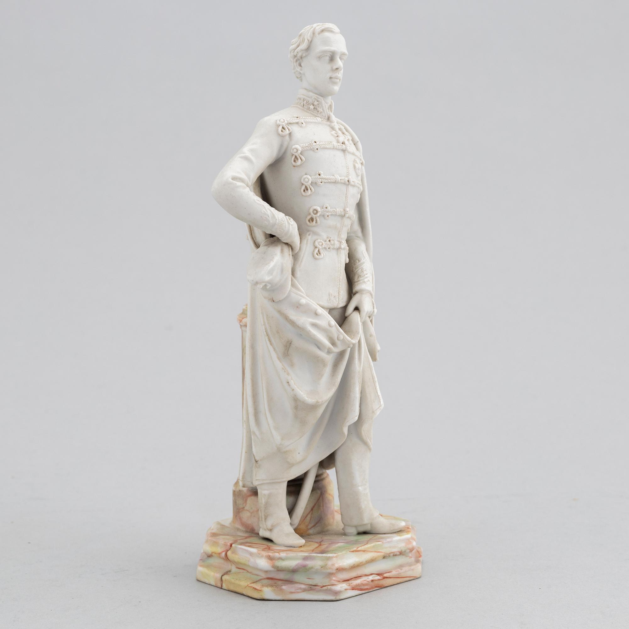 A biscuit porcelain figure, Prague, 1850s, emperor Franz Joseph of Austria.