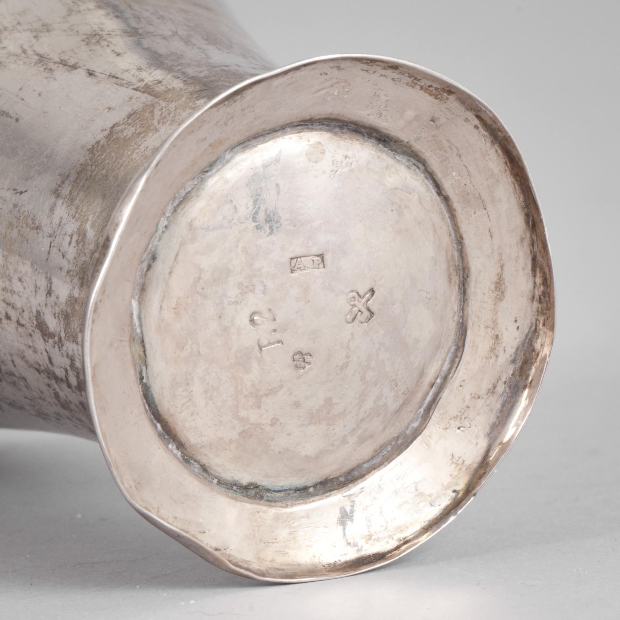 BÄGARE, silver. Alexander Prytz,1799, Strängnäs. Vikt ca 52g.