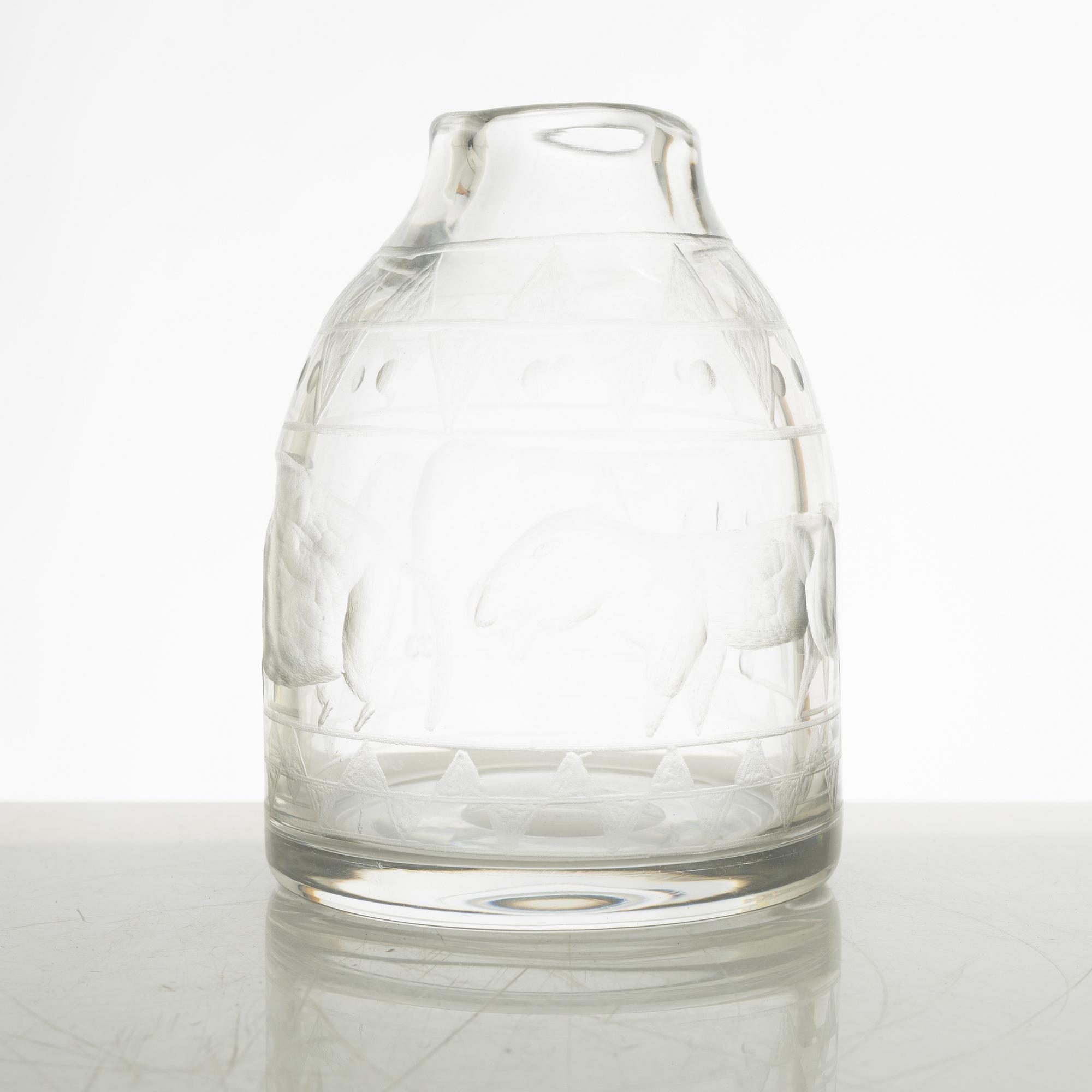 Erik Höglund, a glass vase, Boda Glasbruk Sweden 1950s.