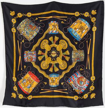 A silk scarf by Hermès "Les Tambours".