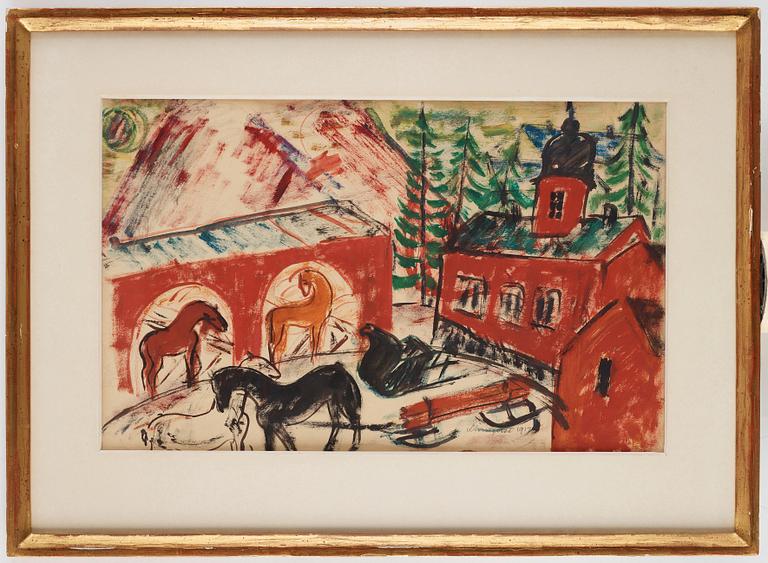 Hilding Linnqvist, Horses and sleighs.