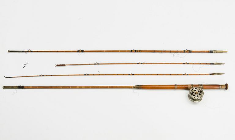 A Danish fly fishing rod in four parts with 'Boca' reel. first half of the 20th century.